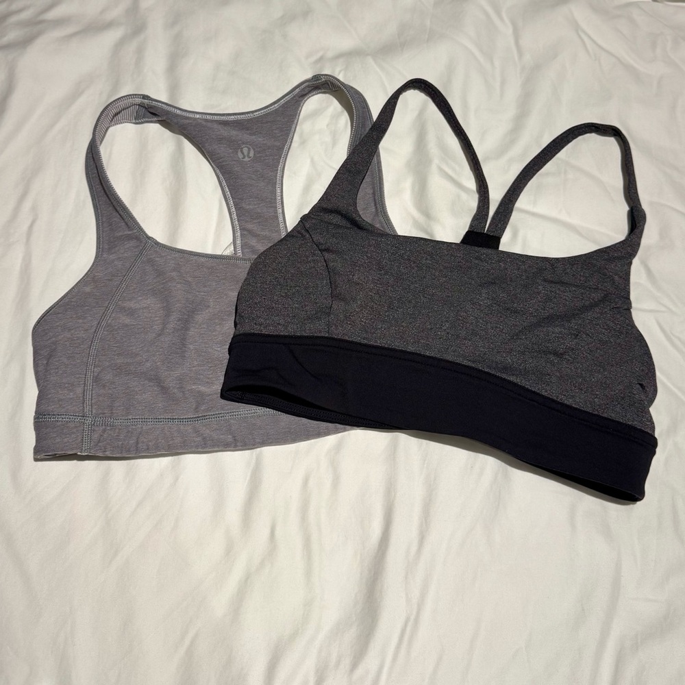 lululemon athletica Gray and Black Sports Bras both size 6